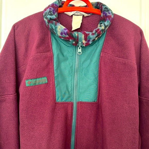 COLUMBIA Purple and Green Full Zip Long Sleeves Fleece Pullover in XL - Picture 14 of 14